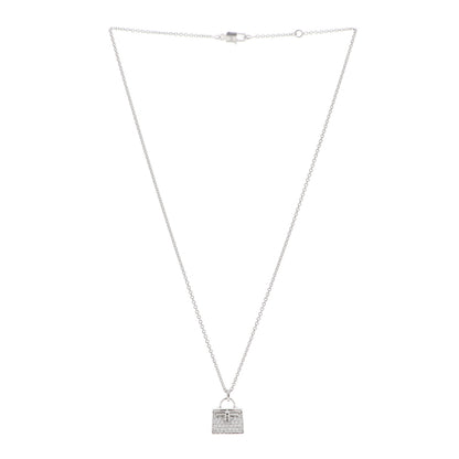 Hermes 18K White Gold Diamond Kelly Amulettes Pendant Necklace 3 of 5