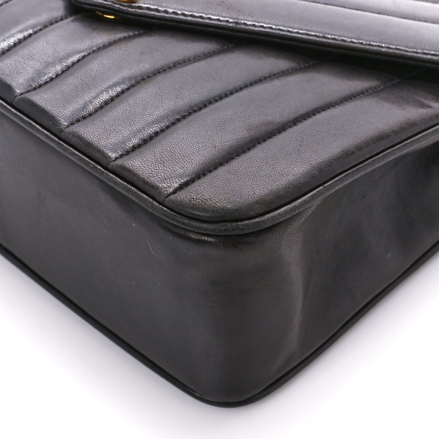 Lambskin Chevron Quilted Envelope Single Flap Black