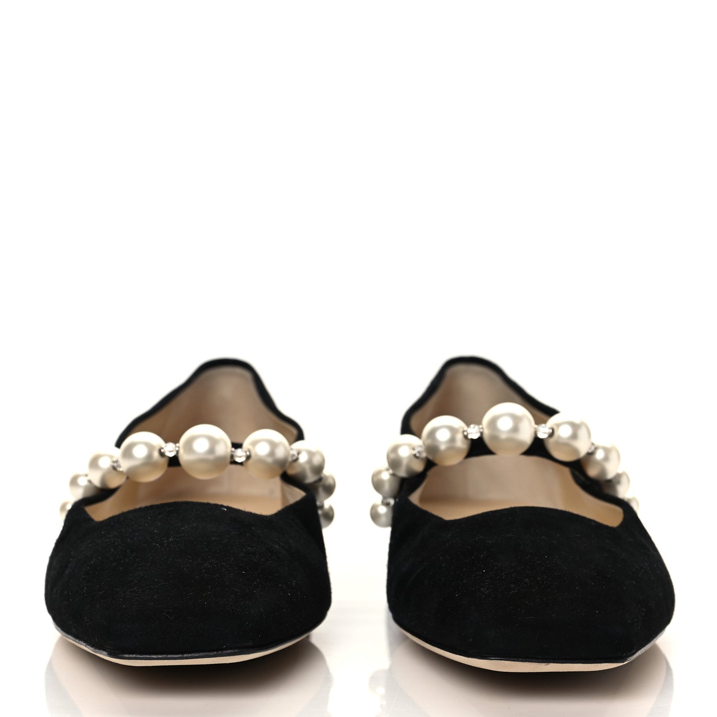 Suede Pearl Embellished Ade Flat 39 Black