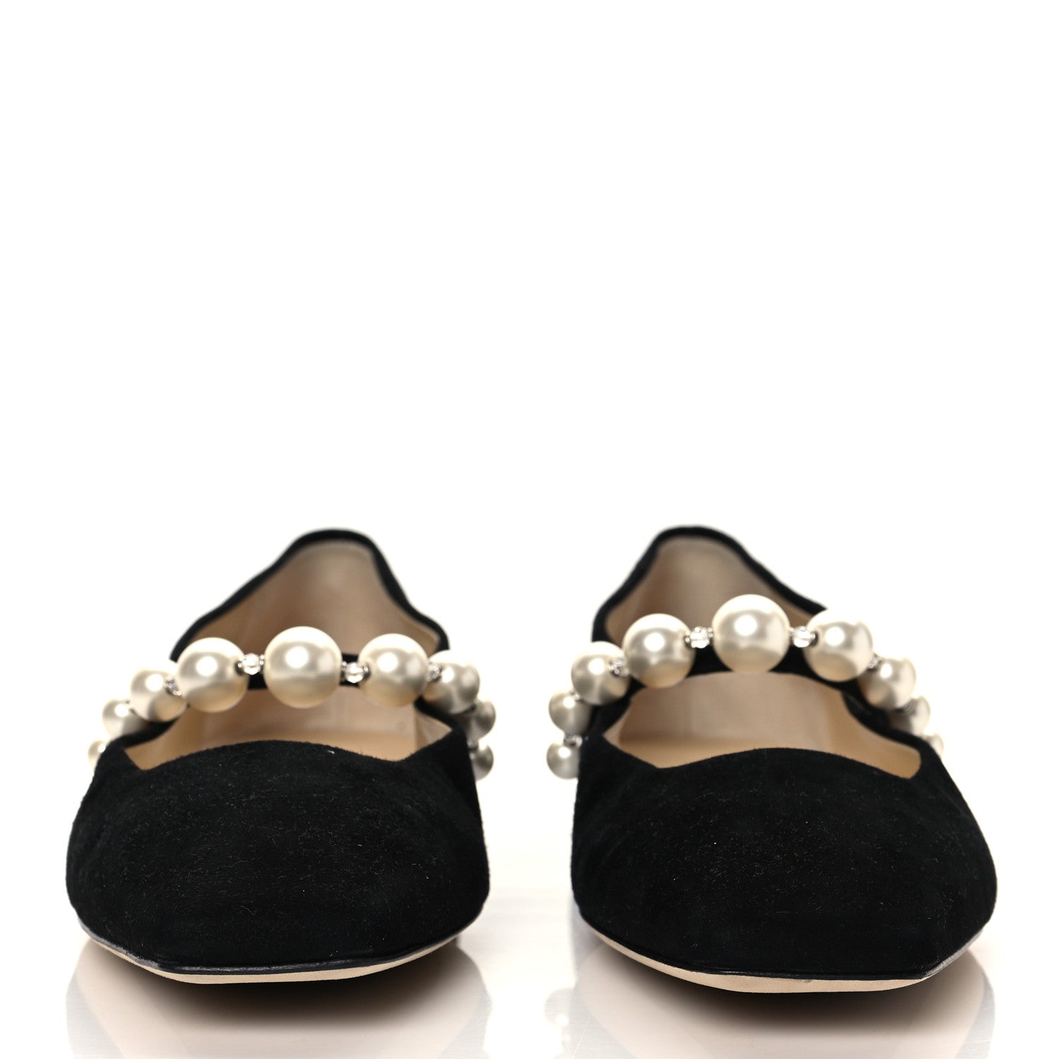 Jimmy Choo Suede Pearl Embellished Ade Flat 39 Black 2 of 8