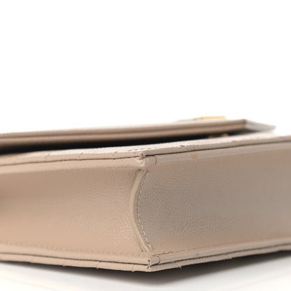 Saint Laurent Grain De Poudre Matelasse Chevron Monogram Envelope Chain Wallet Dark Beige 8 of 9