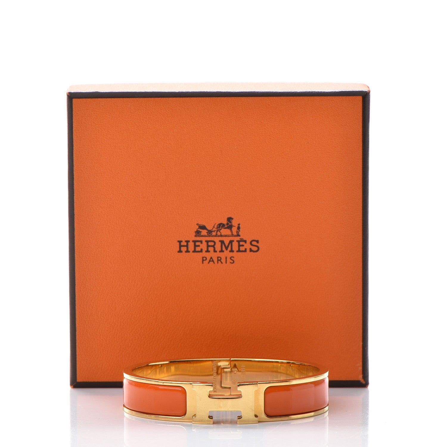 Hermes Enamel Narrow Clic Clac H Bracelet GM Orange 5 of 5