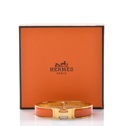 Hermes Enamel Narrow Clic Clac H Bracelet GM Orange 5 of 5