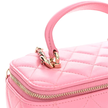 Chanel Lambskin Quilted Small Top Handle Vanity Case With Chain Pink 11 of 11