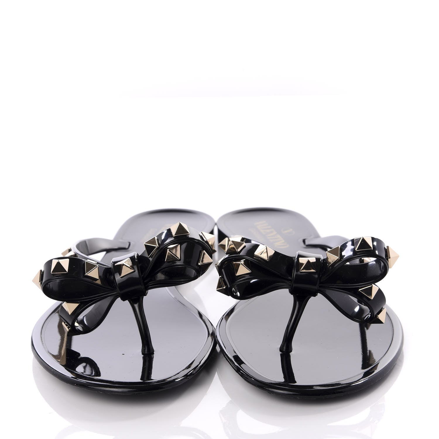 Valentino Garavani PVC Jelly Rockstud Bow Thong Sandals 39 Black 2 of 9