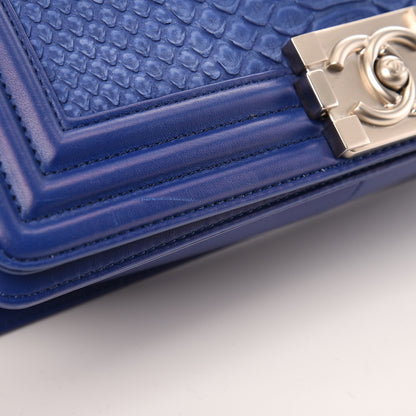 Chanel Matte Python Medium Boy Flap Blue 9 of 12