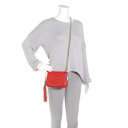 Gucci Pebbled Calfskin Small Soho Flap Crossbody Red 8 of 13
