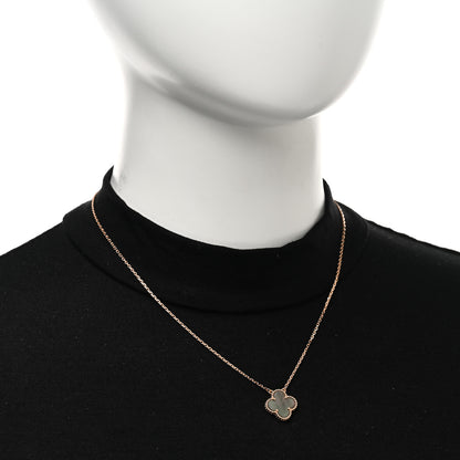 Van Cleef & Arpels 18K Rose Gold Gray Mother of Pearl Vintage Alhambra Pendant Necklace 2 of 5