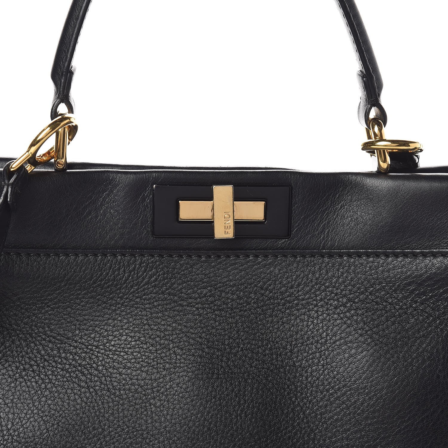 Fendi Vitello Seta Shiny Nappa Medium Peekaboo Iconic Satchel Black 8 of 11