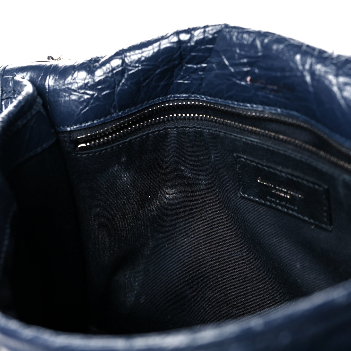 Crinkled Calfskin Matelasse Monogram Medium Niki Chain Satchel Deep Marine