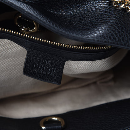 Gucci Pebbled Calfskin Medium Soho Chain Shoulder Bag Black 6 of 9