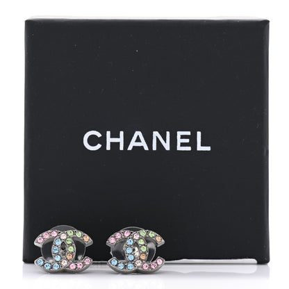 Chanel Ruthenium Crystal CC Earrings Multicolor 5 of 5