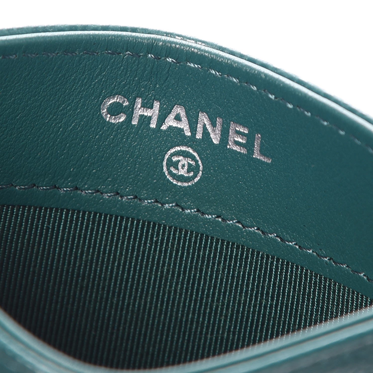 Chanel Caviar Quilted Card Holder Dark Turquoise 6 of 9