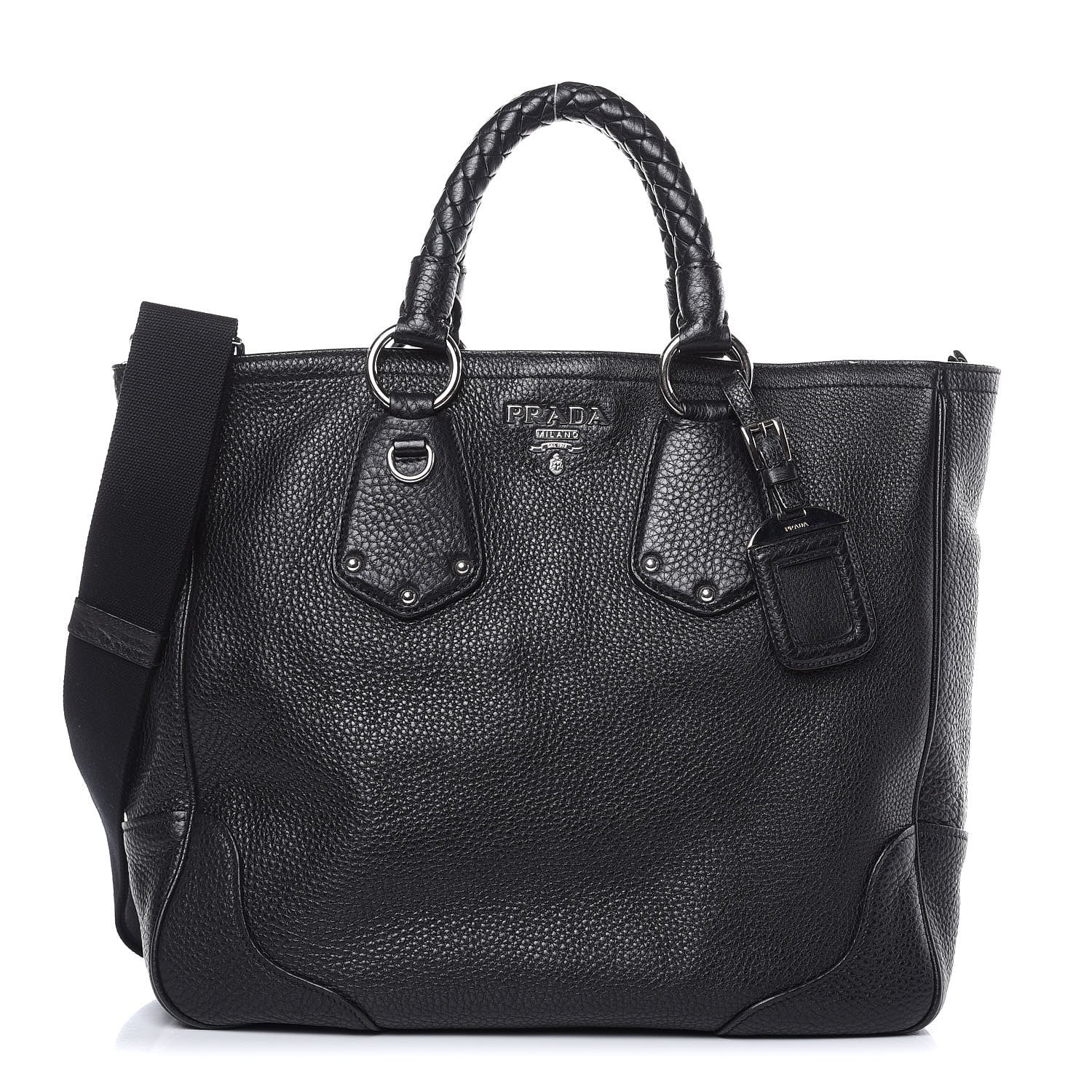Prada Vitello Daino Braided Hobo Nero Black 1 of 12