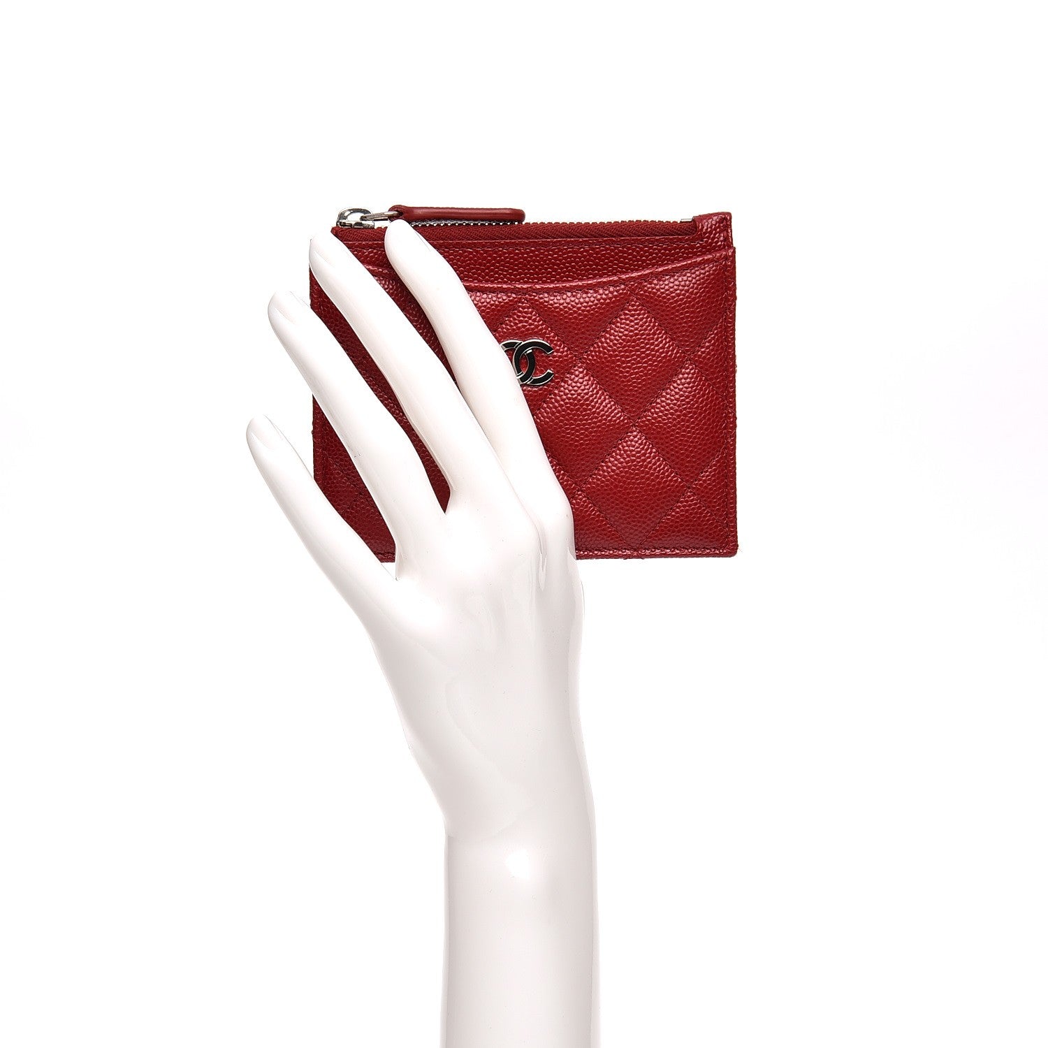 Chanel Caviar Quilted Card Holder Dark Red 2 of 8