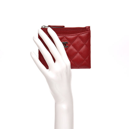 Chanel Caviar Quilted Card Holder Dark Red 2 of 8