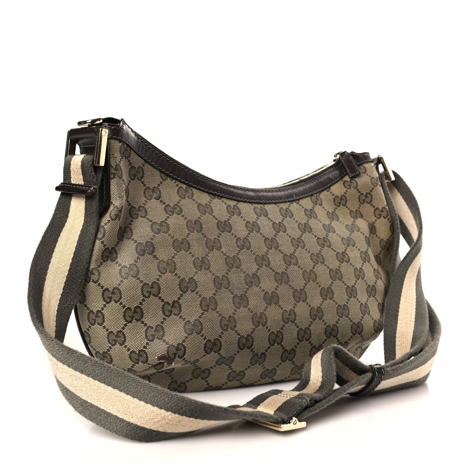 Gucci Monogram Medium Half Moon Hobo Green 2 of 8