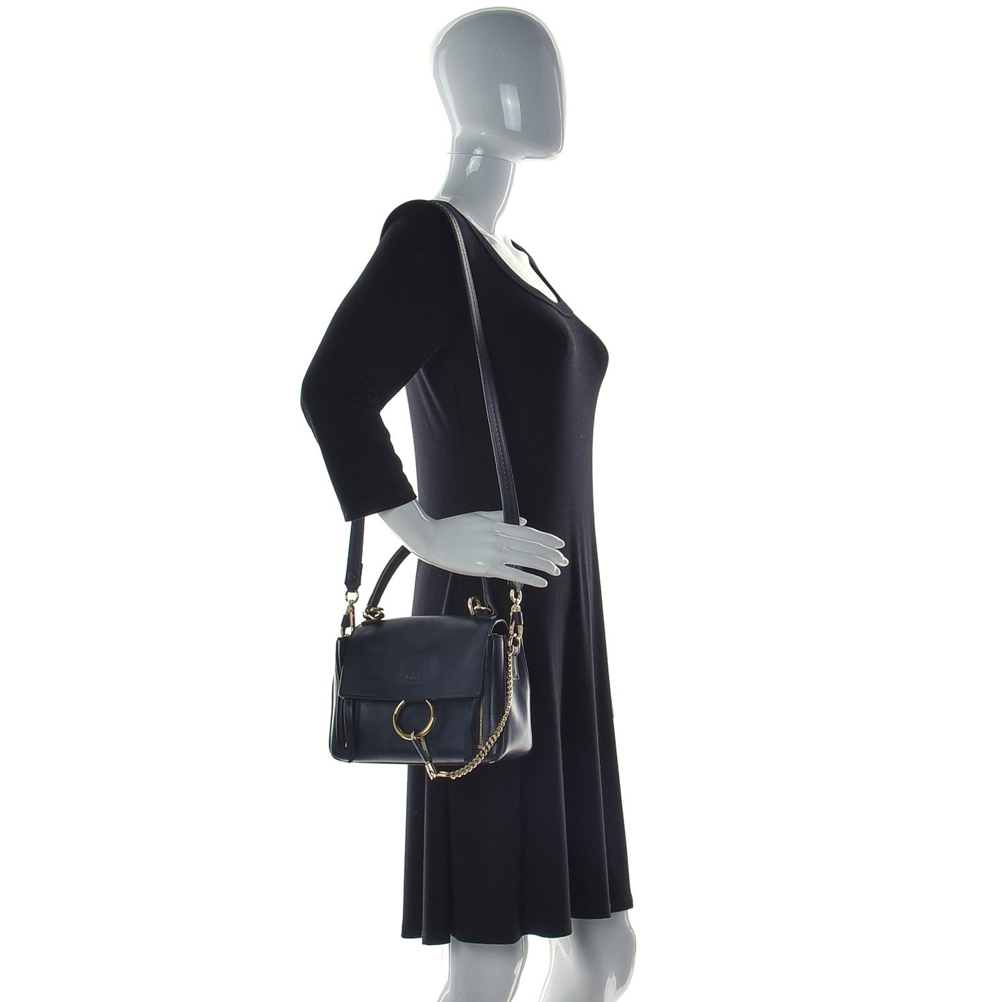 Calfskin Small Faye Day Shoulder Bag Black