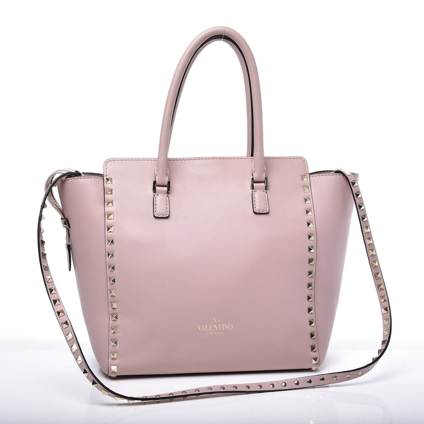Vitello Rockstud Double Handle Tote Light Pink