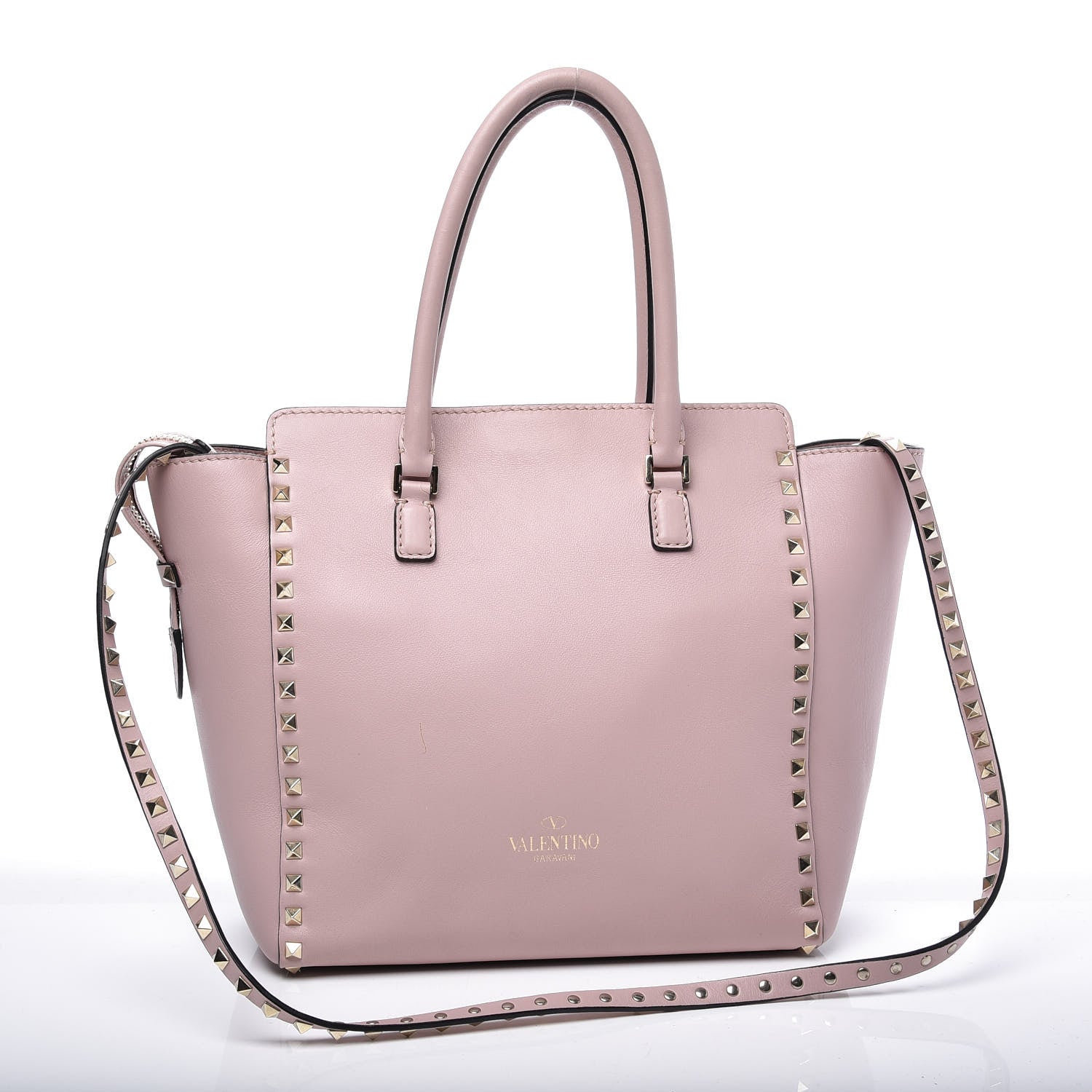 Valentino Garavani Vitello Rockstud Double Handle Tote Light Pink 2 of 12