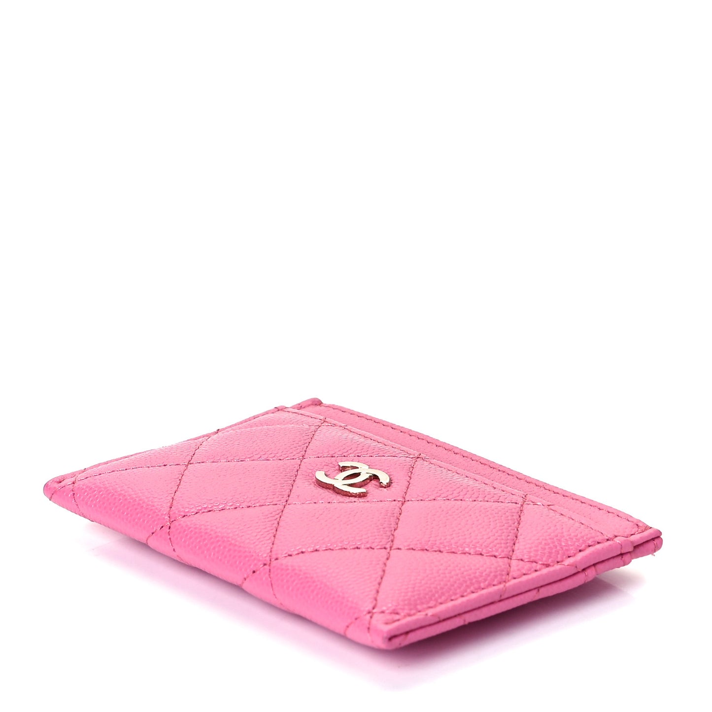 Caviar Quilted Card Holder Pink
