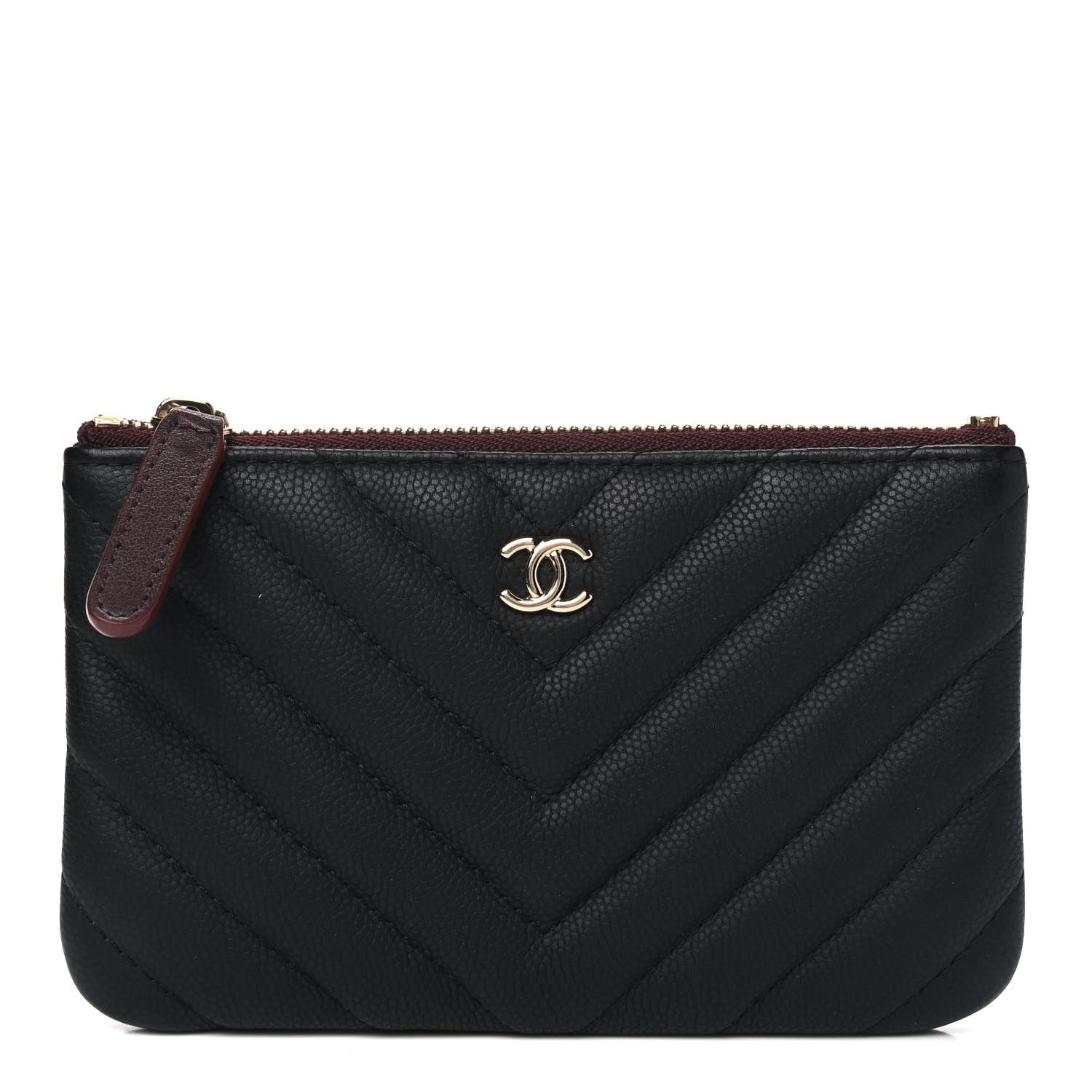 Chanel Caviar Chevron Quilted Small Cosmetic Case Black 1 of 4