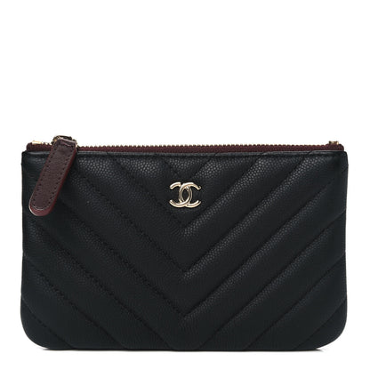 Chanel Caviar Chevron Quilted Small Cosmetic Case Black 1 of 4