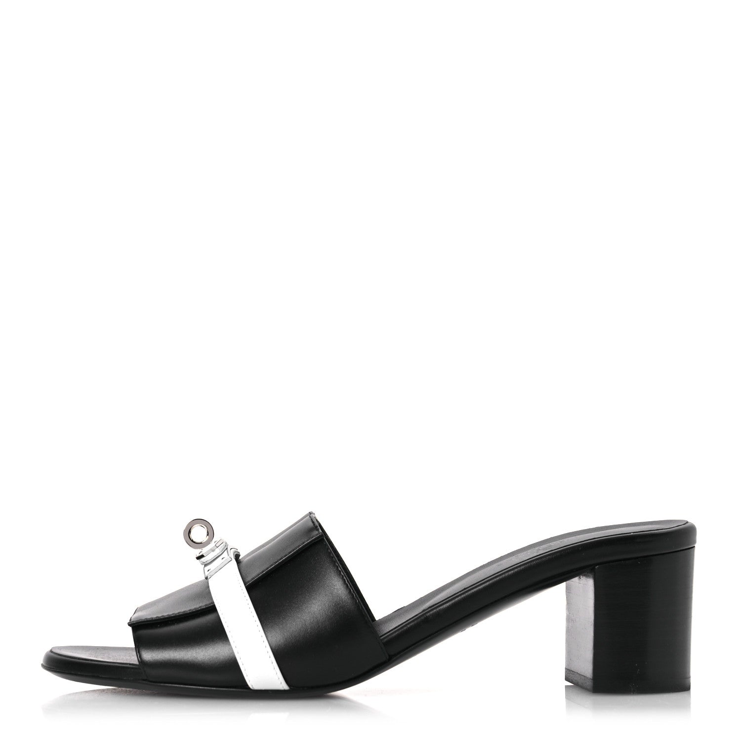 Hermes Calfskin Gigi 50 Sandals 40 White Black 1 of 14