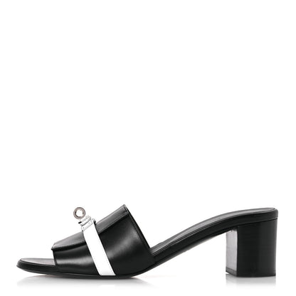 Hermes Calfskin Gigi 50 Sandals 40 White Black 1 of 14