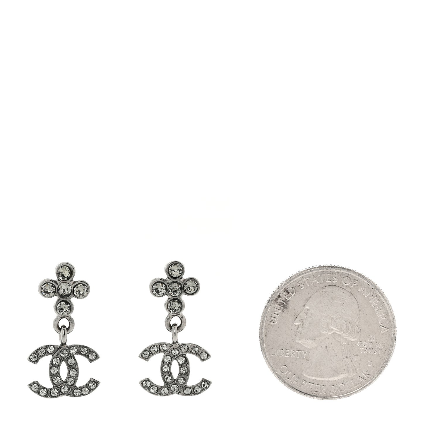 Crystal CC Drop Earrings Ruthenium