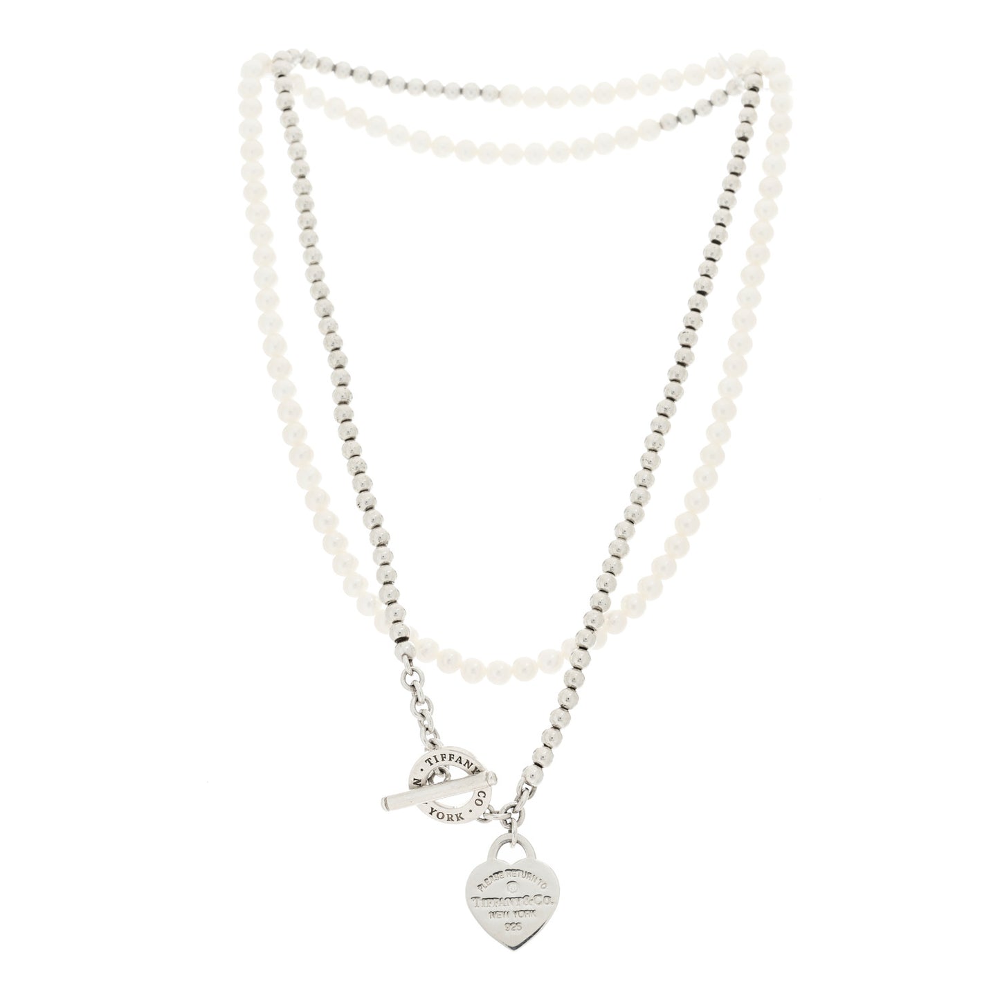 Sterling Silver Diamond Cultured Pearl Return to Tiffany Wrap Necklace