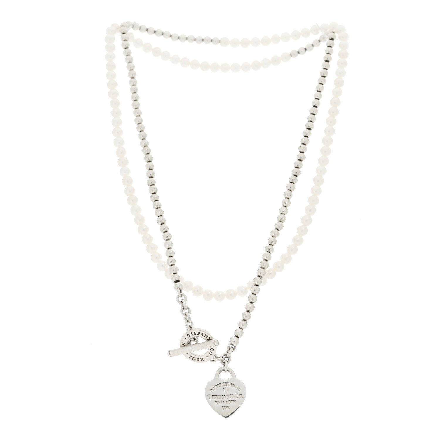 Tiffany Sterling Silver Diamond Cultured Pearl Return to Tiffany Wrap Necklace 3 of 5