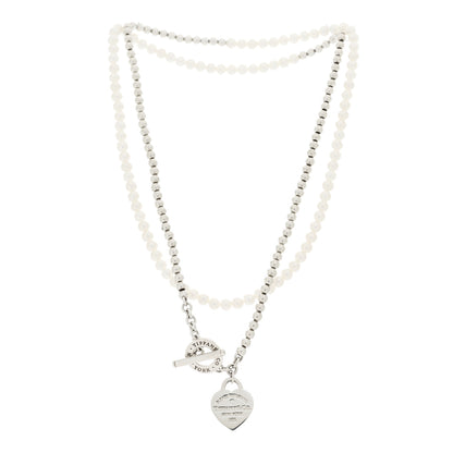 Tiffany Sterling Silver Diamond Cultured Pearl Return to Tiffany Wrap Necklace 3 of 5