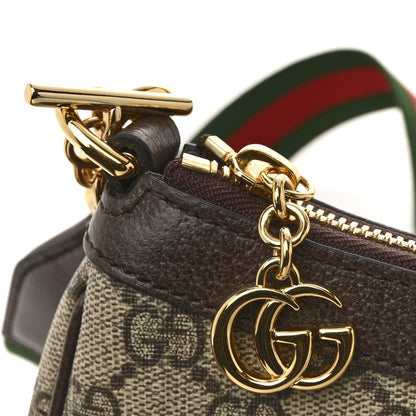 Gucci GG Supreme Monogram Textured Dollar Calfskin Web Small Ophidia GG Handbag Beige Ebony New Acero 12 of 14