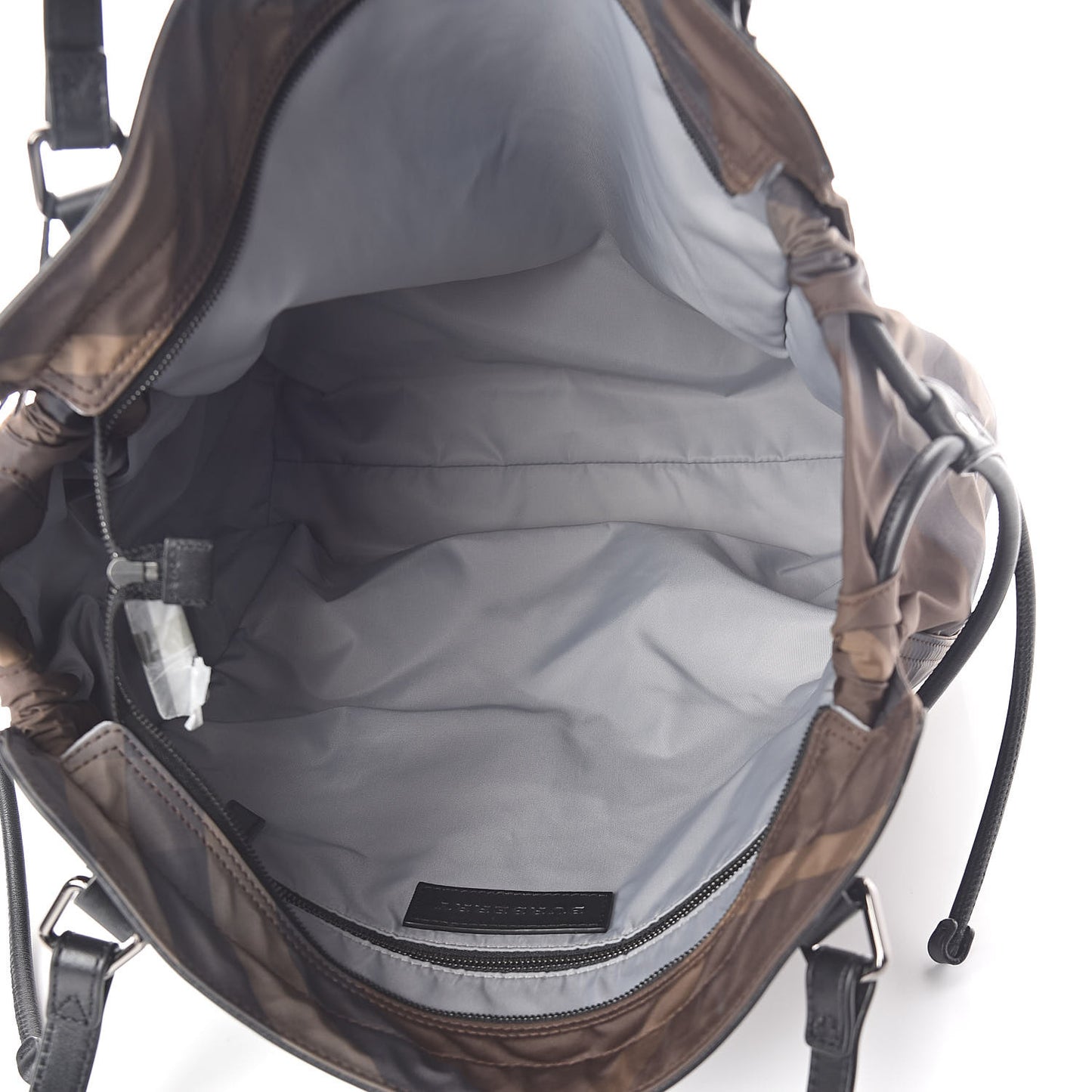 Nylon Check Small Buckleigh Packable Tote Birch Grey