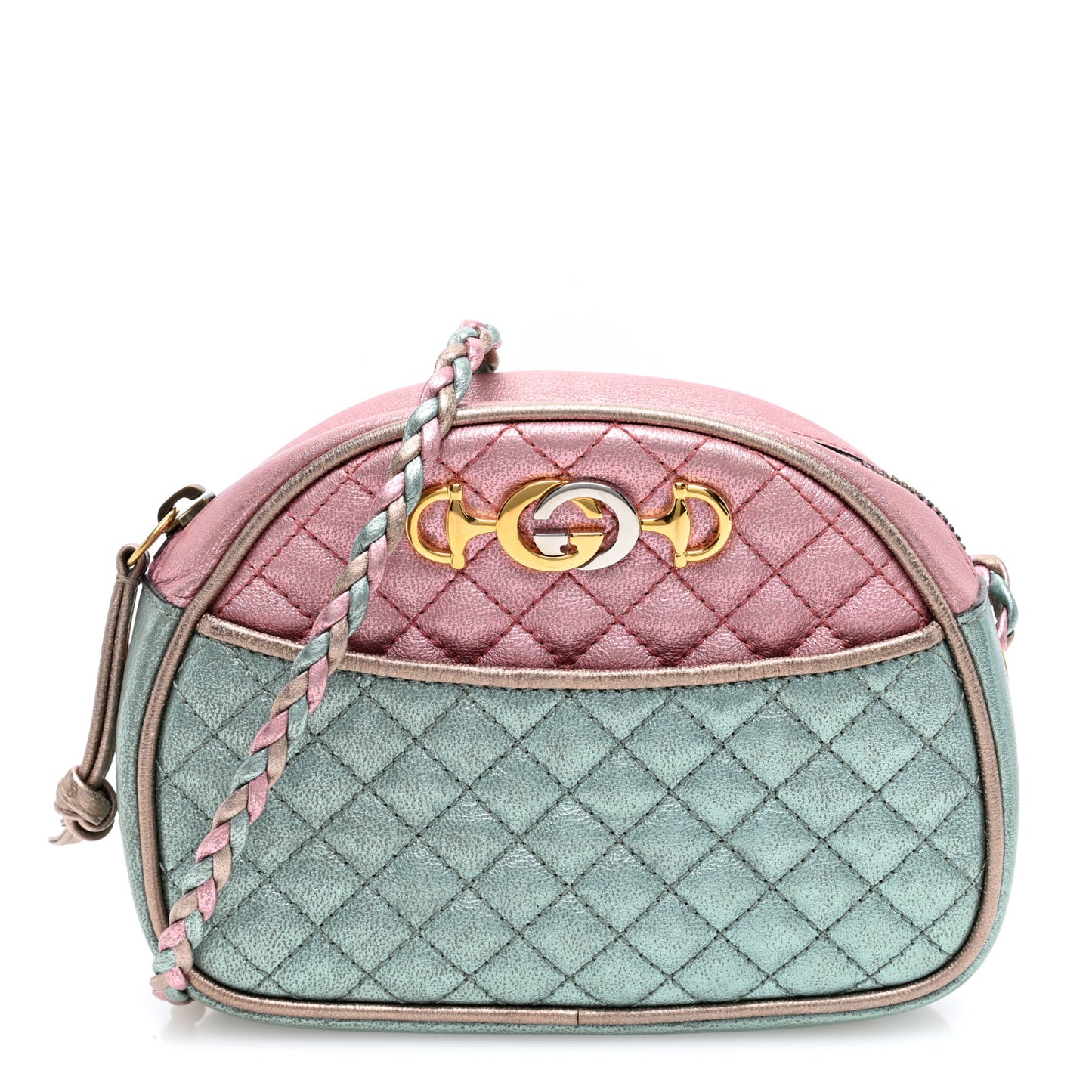 Laminated Nappa Trapuntata Mini Zumi Dome Shoulder Bag Rosa Lago Rame