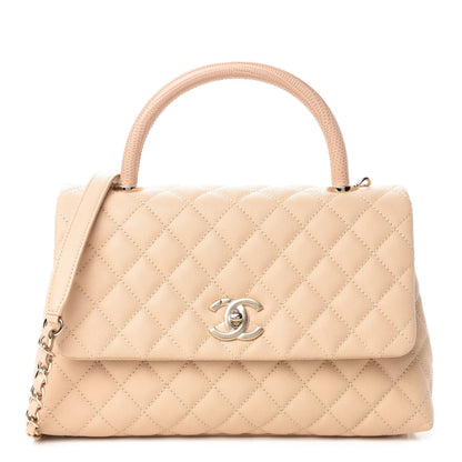 Chanel Caviar Lizard Embossed Quilted Small Coco Handle Flap Beige 1 of 11