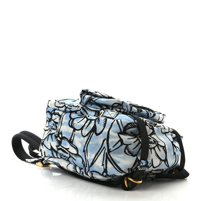 Fendi X JOSHUA VIDES Nylon Flower Clouds Print Pocket Backpack White Celeste Black 4 of 8