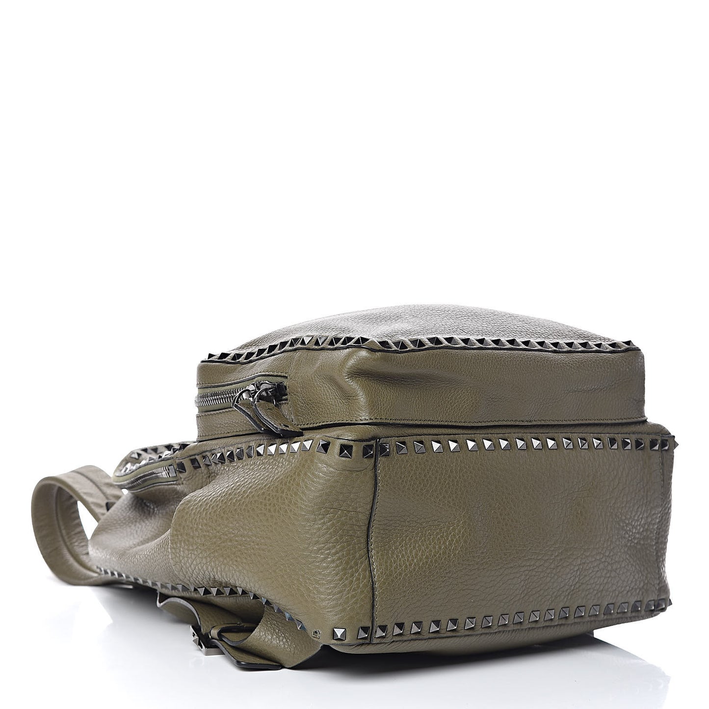 Grained Calfskin Medium Rockstud Backpack Army Green