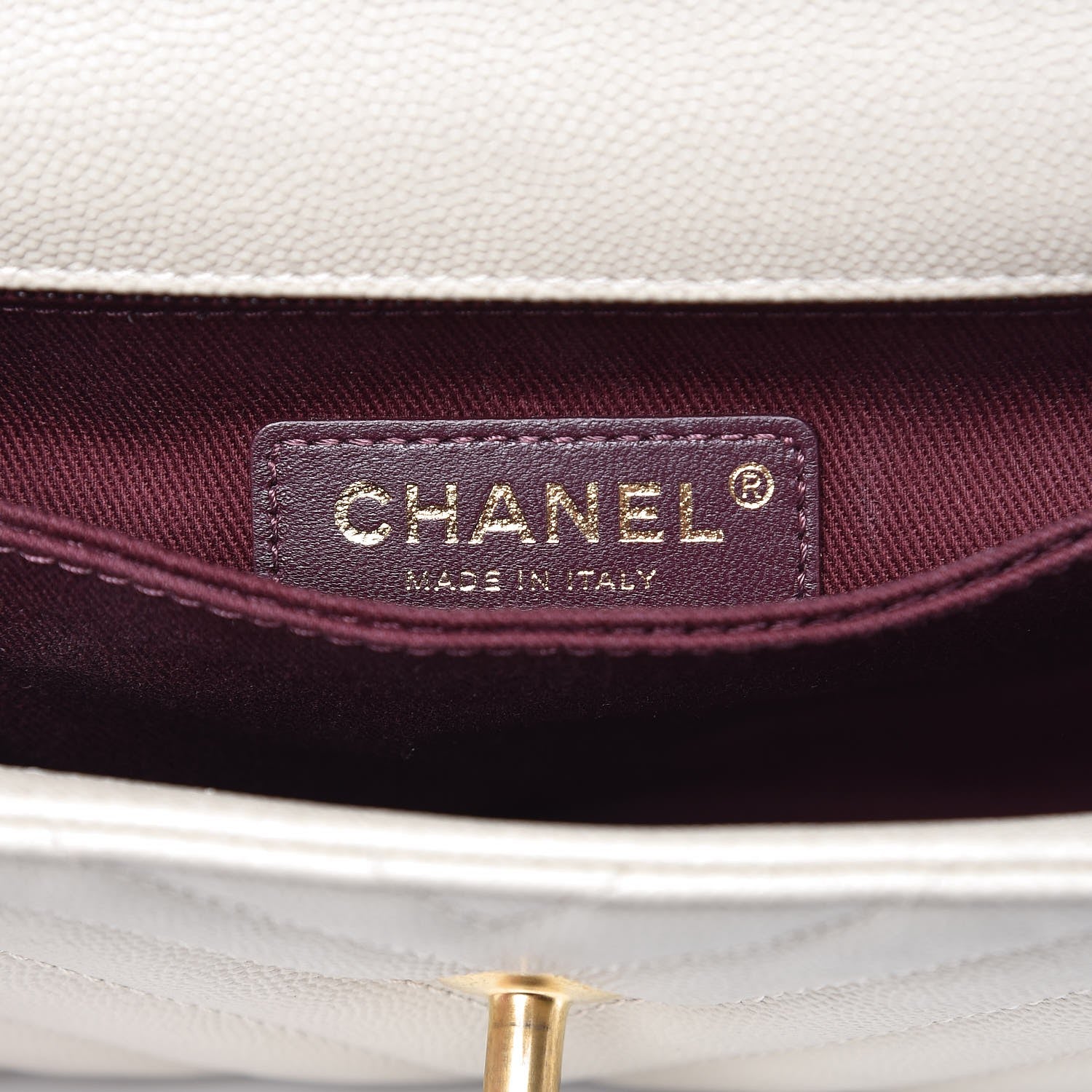 Chanel Caviar Chevron Quilted Mini Coco Handle Flap Light Beige 6 of 7