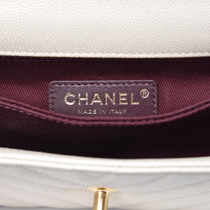 Chanel Caviar Chevron Quilted Mini Coco Handle Flap Light Beige 6 of 7
