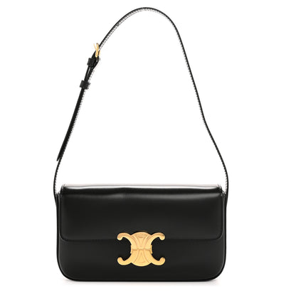 Celine Shiny Calfskin Triomphe Shoulder Bag Black 1 of 11