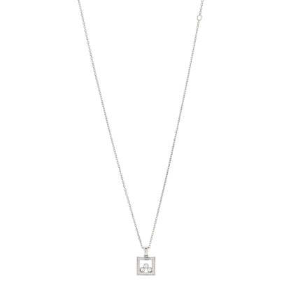 Chopard 18K White Gold Diamond Happy Diamonds Square Pendant Necklace 1 of 6