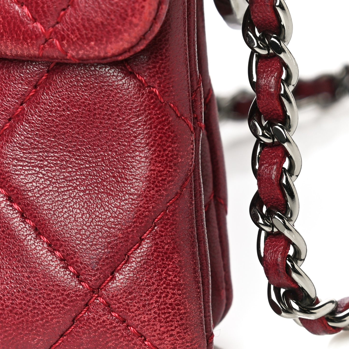 Lambskin Quilted Mini Mineral Nights Flap Crossbody Bag Dark Red