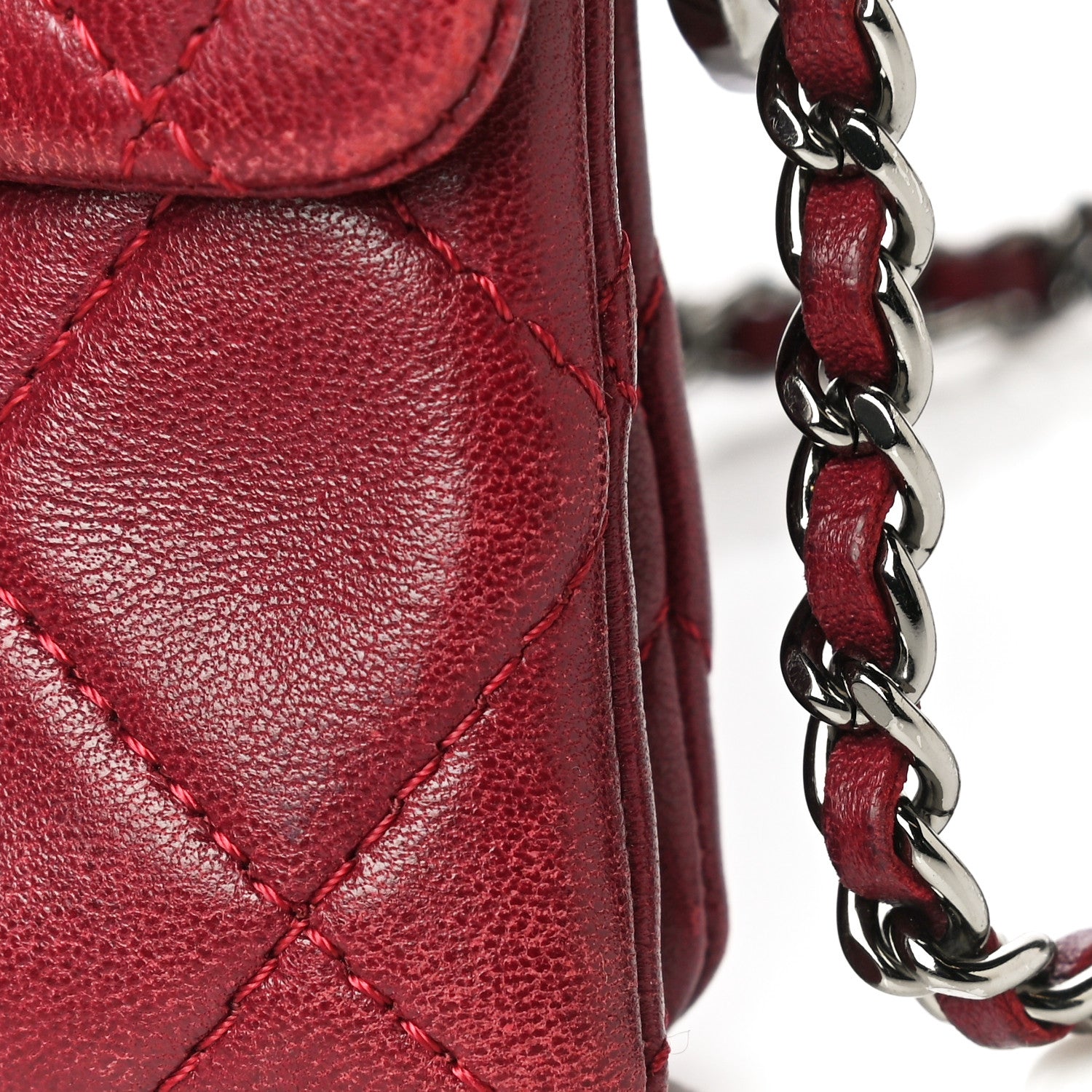 Chanel Lambskin Quilted Mini Mineral Nights Flap Crossbody Bag Dark Red 19 of 25