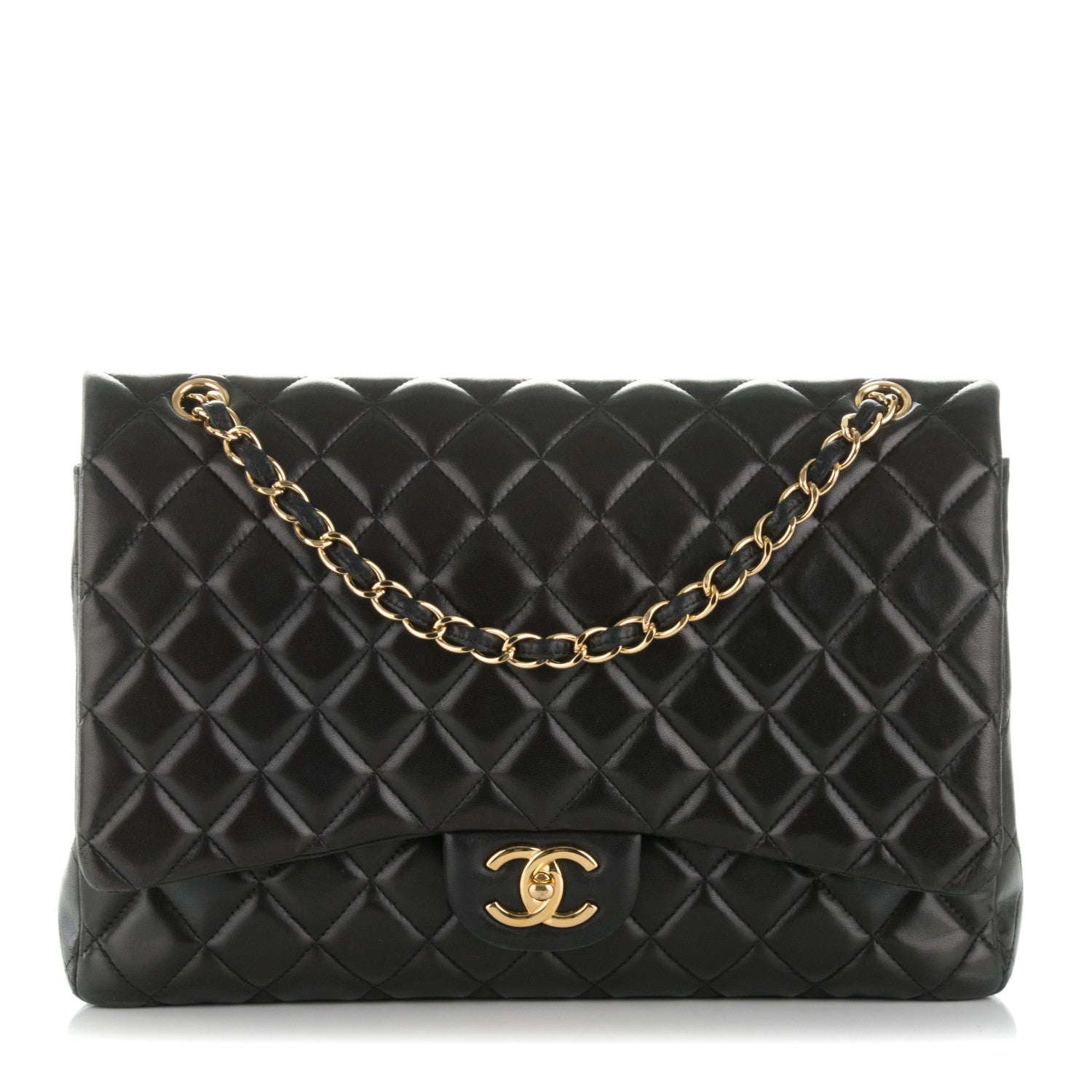 Chanel Lambskin Quilted Maxi Double Flap Black 1 of 9