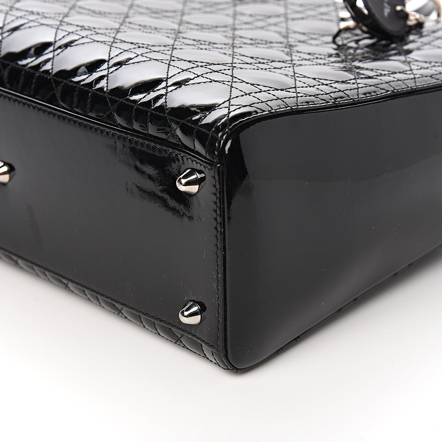 Patent Cannage Large Lady Dior Black