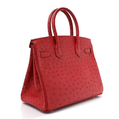 Hermes Ostrich Birkin 30 Rouge Vif 3 of 14