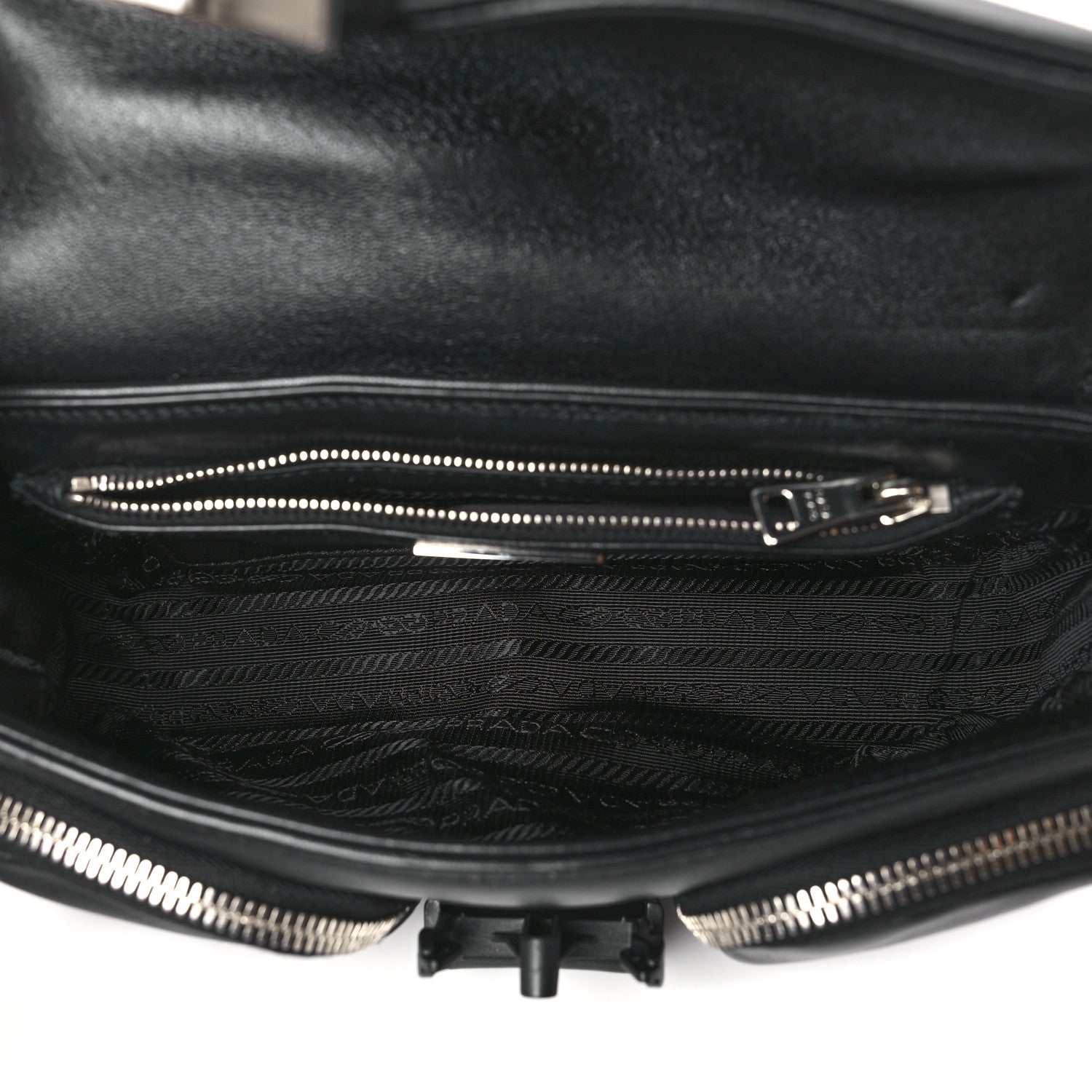 Prada Nappa Double Pocket Buckle Shoulder Bag Black 5 of 9