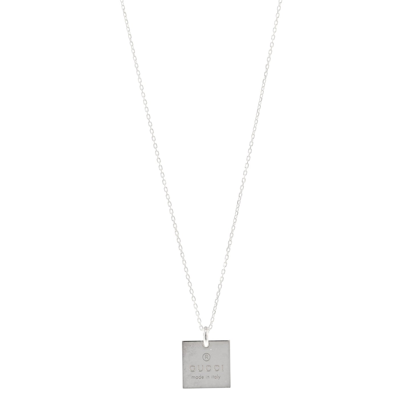Sterling Silver Trademark Logo Square Pendant Necklace